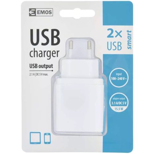 EMOS V0114 SMART USB mobiltelefon hálózati töltő adapter