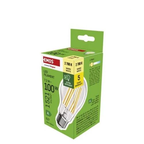 LED izzó Filament A60 A CLASS / E27 / 7,2 W (100 W) / 1521 lm / meleg fehér ZF5167