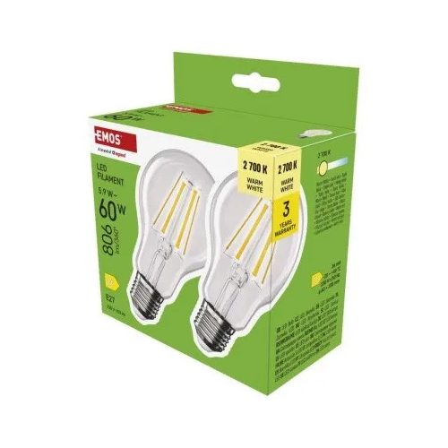 LED izzó Filament A60 / E27 / 5,9 W (60 W) / 806 lm / Meleg fehér