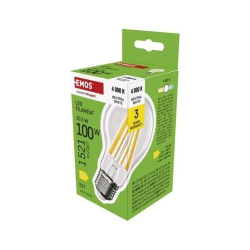  LED izzó Filament A60 / E27 / 10,5 W (100 W) / 1521 lm / Természetes fehér ZF5D63