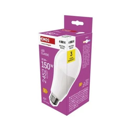 LED izzó Classic A80 / E27 / 20 W (150 W) / 2452lm / Természetes fehér ZQ5E83