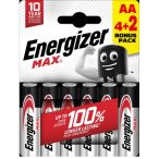 Energizer Max AA ceruza elem (LR6) bl/4+2