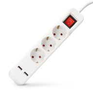 Entac S1 Elosztó 3 Foglalat Kapcsolóval 3m 3G1.5 2 USB