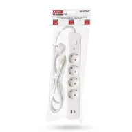   Entac D2 Elosztó 4 Foglalat Kapcsolóval 1.5m 1xUSB-A + 1xUSB-C 3G1.5