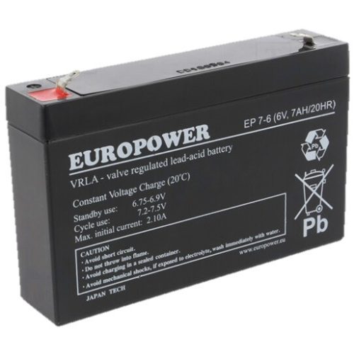 EUROPOWER EP7-6 6V 7Ah zárt ólomsavas akkumulátor
