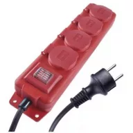    Hosszabbító 5 m / 4 aljzat / kapcsolós / fekete-piros / gumi-neoprén / 1,5 mm2 P14251