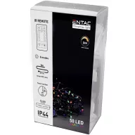   Entac Karácsonyi IP44 Fényfüzér 50 LED  színes 5m IR Távirányítóval ECL-IR-50MC