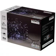   Entac Karácsonyi IP44 400 LED Fürtös Fénysor hideg fehér 8m ECL-M400-CW