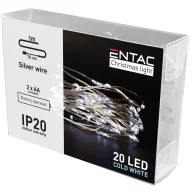   Entac Karácsonyi Beltéri Drótfüzér 20 LED hideg fehér 1,1m ECL-S20CW