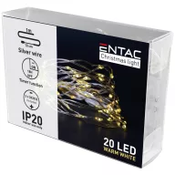   Entac Karácsonyi Beltéri Mini Drótfüzér 20 LED Időzítővel meleg fehér 1,1m ECL-S20WW-T