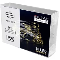   Entac Karácsonyi Beltéri Drótfüzér 20 LED meleg fehér 1,1m ECL-S20WW