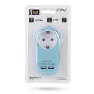   Entac EPAG-1EE-2USB-B 1 Földelt Aljzat 2 USB Kék Hálózati Adapter