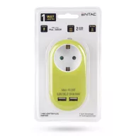   Entac EPAG-1EE-2USB-L 1 Földelt Aljzat 2 USB Lime Hálózati Adapter