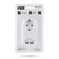   Entac EPAG-1EE-2USB-W 1 Földelt Aljzat 2 USB fehér Hálózati Adapter