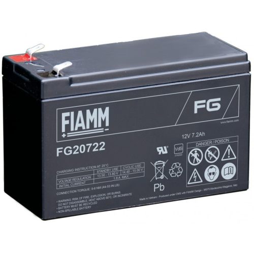 FIAMM FG20722 12V 7,2Ah zselés akkumulátor