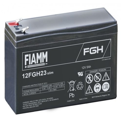FIAMM 12FGH23Slim 12V 5Ah Nagy kisütőáramú ipari zárt (zselés) ólomakkumulátor