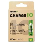 GP ReCyko Charge 10 1700mAh NiMh HR6 AA tölthető ceruza elem B24294