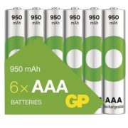 GP ReCyko 950mAh NiMH HR03 AAA 6db tölthető mikro elem B25111V