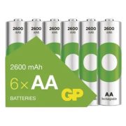 GP 2600mAh NiMH HR6 AA 6db tölthető ceruza elem B2527V