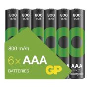 GP ReCyko Pro 800mAh NiMH HR03 AAA 6db tölthető mikro elem B2618V