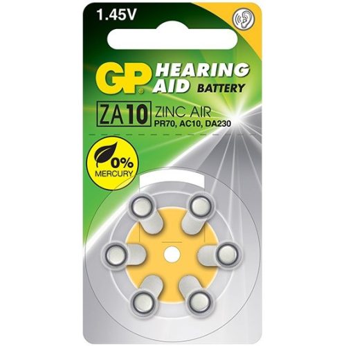 GP ZA10 PR10 PR70 6db hallókészülék elem