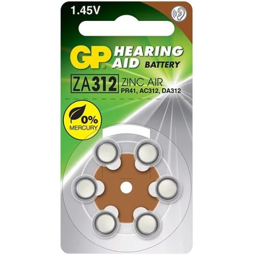 GP ZA312 PR312 6db hallókészülék elem