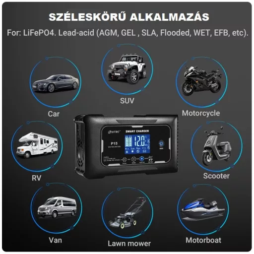 12V 15A 24V 10A zselés/Lithium intelligens akkumulátor töltő