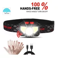   Horgász, kerékpáros szenzoros akkumulátoros COB Led fejlámpa