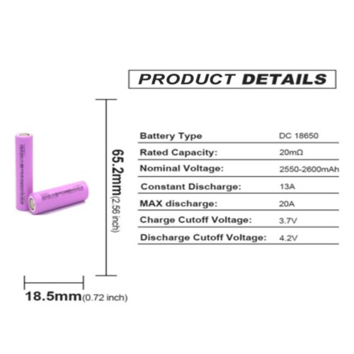 INR18650 26E 3,7V 2600mAh 20A ipari Li-ion akkumulátor