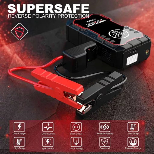 Hordozható kompresszor Power Bank és autó gyorsindító