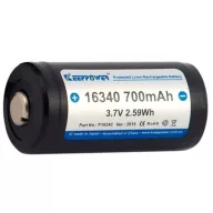   KeepPower 16340 700mAh RCR123A újratölthető 3,7V Lithium fotóelem