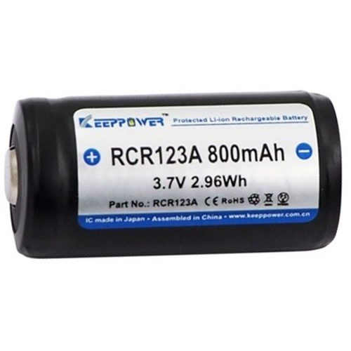 KeepPower RCR123A 3,7V 800mAh 2960mWh védelemmel ellátott újratölthető Li-ion akkumulátor