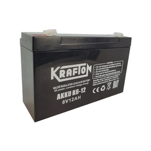 6V 12Ah Krafton K6-12 zselés akkumulátor