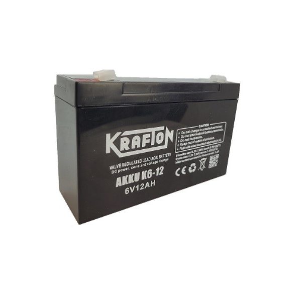 6V 12Ah Krafton K6-12 zselés akkumulátor