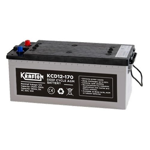 Krafton KCD12-170 12V 170Ah DC AGM elektromos kerékpár akkumulátor