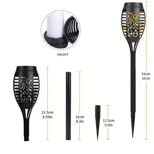 Napelemes kültéri LED lángfáklya lámpa