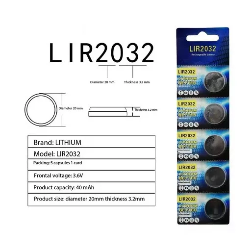 LIR2032/5BP 3,6V 40mAh Li-ion gombelem akkumulátor