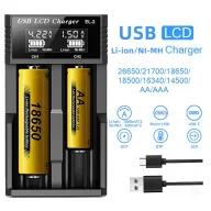   1,2V Ni-Mh AAA/AA/C/SC/F6 3,7V 14500/16340/18650 LCD USB Li-ion akkumulátor  töltő