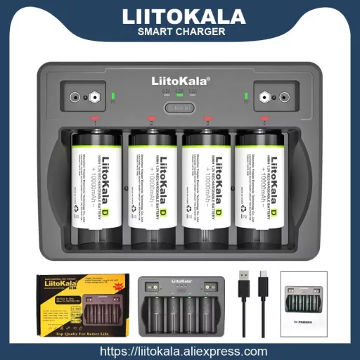 LiitoKala Lii-D4 USB 3,6V/3,7V Li-Ion akkumulátor 1,2V Ni-Mh/Ni-Cd elemtöltő