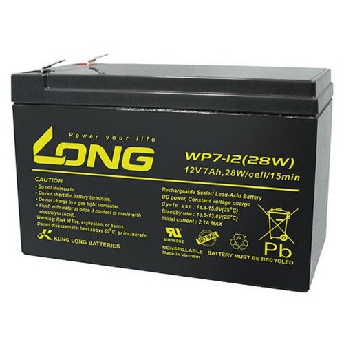 Long WP7-12 12V 7Ah 28W zárt ólomsavas akkumulátor