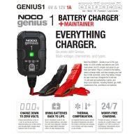 NOCO Genius 1 12V 1A/6V 1A Super MF GEL VRLA AGM 1-30Ah smart Li-ion akkumulátor töltő