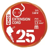   Hosszabbító 25 m / 1 aljzat / narancssárga / PVC / 250 V / 1,5 mm2 P01225R