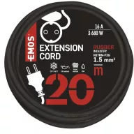   Hosszabbító 20 m / 1 aljzat / fekete / gumi-neoprén / 250 V / 1,5 mm2 P01820