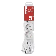 Hosszabbító 5 m / 4 aljzat / fehér / PVC / 1,5 mm2 P0425R