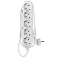 Hosszabbító 2 m / 5 aljzat / fehér / PVC / 1 mm2