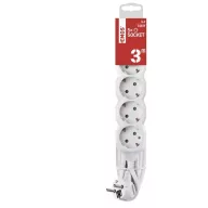 Hosszabbító 3 m / 5 aljzat / fehér / PVC / 1,5 mm2 P0523R