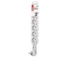 Hosszabbító 2 m / 6 aljzat / fehér / PVC / 1 mm2 P0622