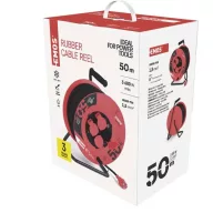    Kültéri kábeldob 50 m / 4 aljzat / fekete / gumi / 230 V / 1,5 mm2 P08250