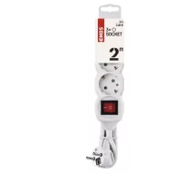   Hosszabbító 2 m / 3 aljzat / kapcsolós / fehér / PVC / 1 mm2 P1322