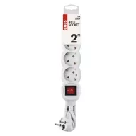   Hosszabbító 2 m / 4 aljzat / kapcsolós / fehér / PVC / 1 mm2 P1422